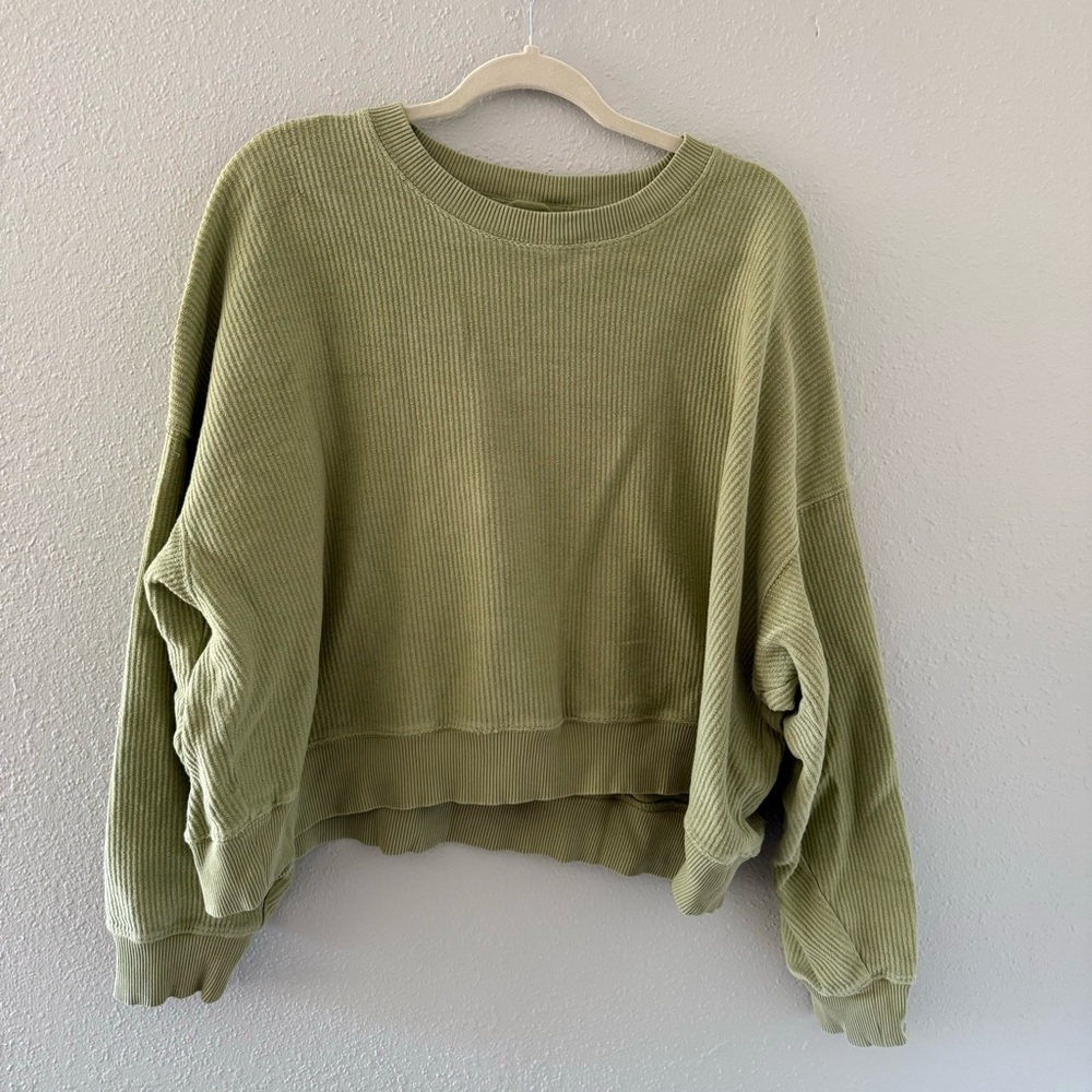 Aerie Corded Cropped Crew Sweatshirt